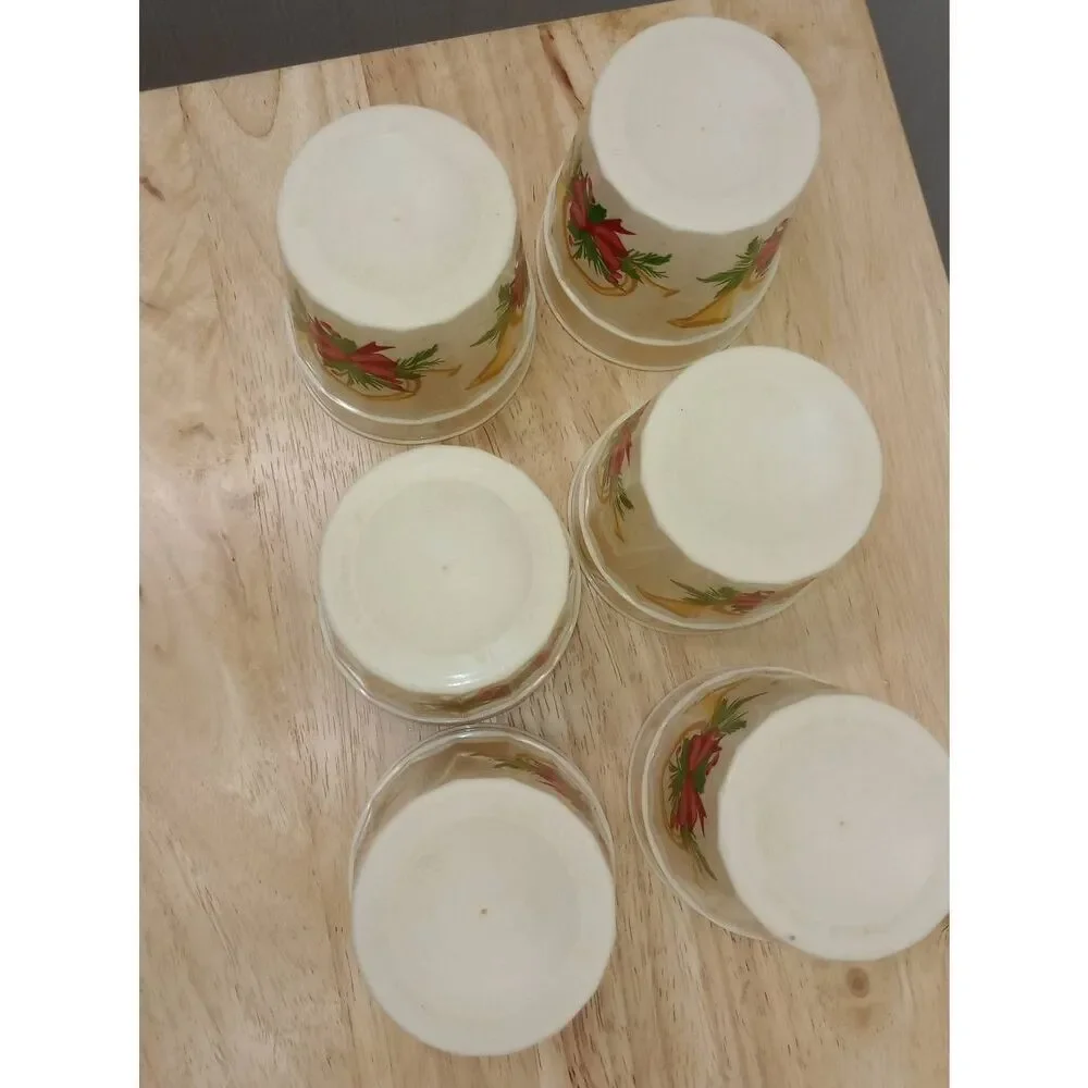 Vintage hard plastic reusable Christmas cups set of six